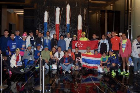 Group shot at the hotel lobby before the start