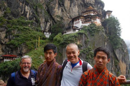 View of the Tiger's Nest with young local guys